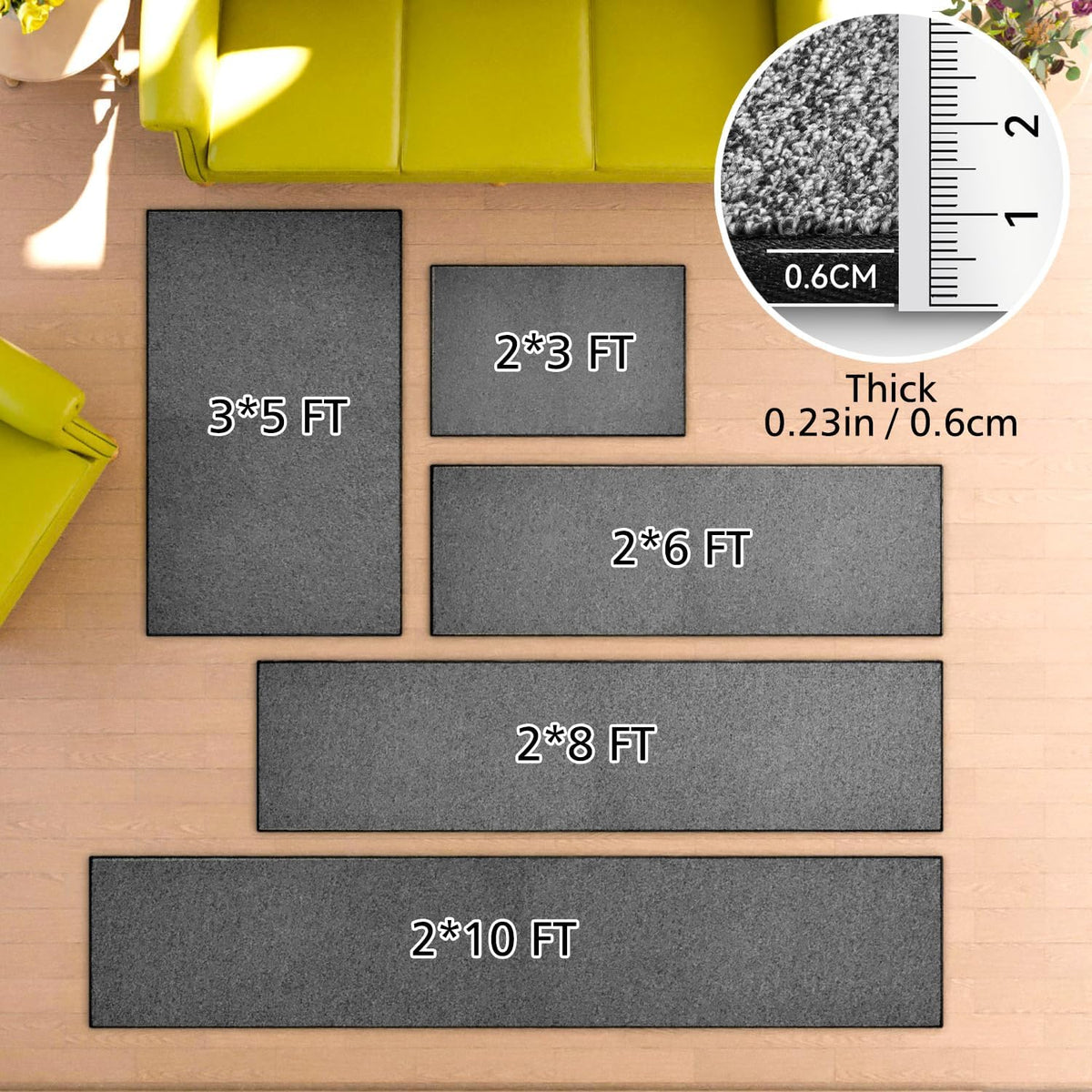 AREDO Runner Rug with Non Slip Rubber Backing 2*6 ft, Washable Soft Floor Carpet for Kitchen, Hallway, Entryway Indoor, Bedroom, Laundry, Low Pile Area Rugs, Solid color with Pointillism style, BLACK