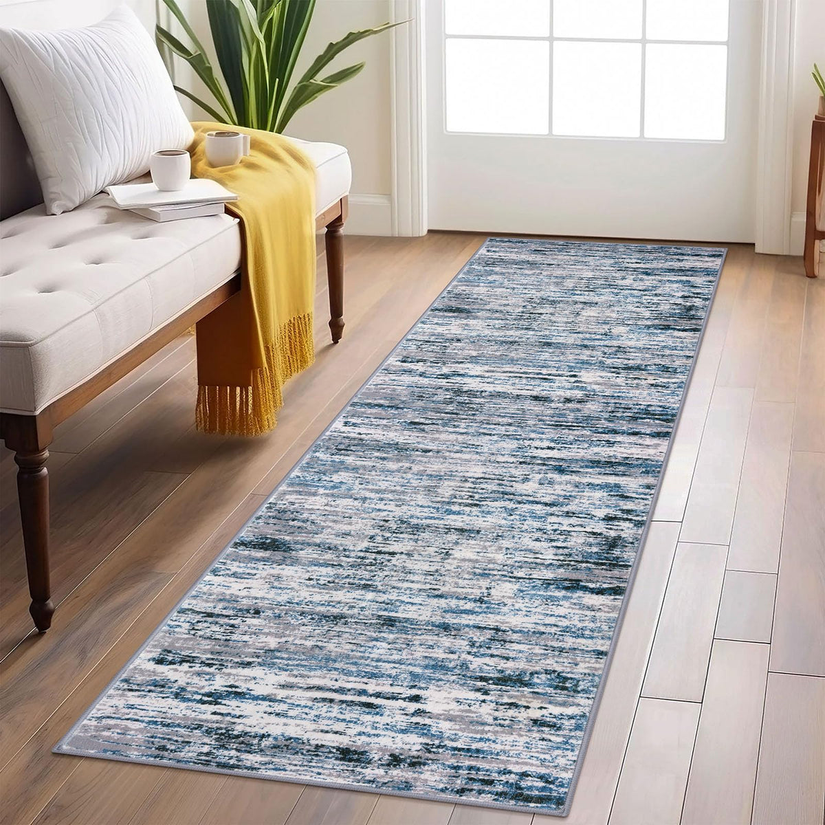 Lansny Abstract Washable 2x6 Runner Rug Non Slip Runners for Hallway