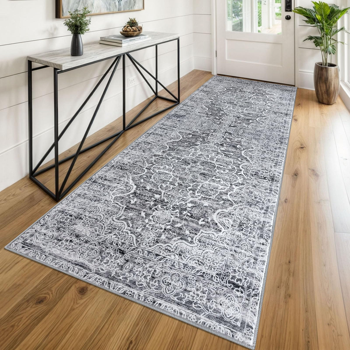 KUTA Entryway Rugs Indoor Washable Small Area Rug 2x3 Blue Entrance Carpet