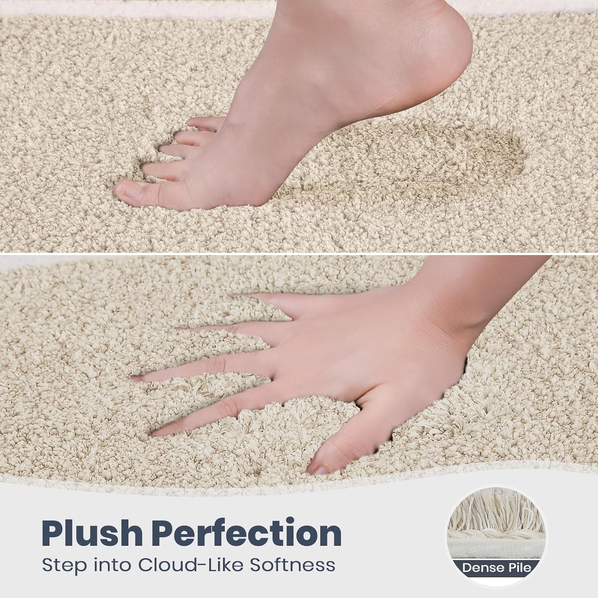 PURRUGS Bathroom Rug, Bath Mat, 20" x 30", Beige