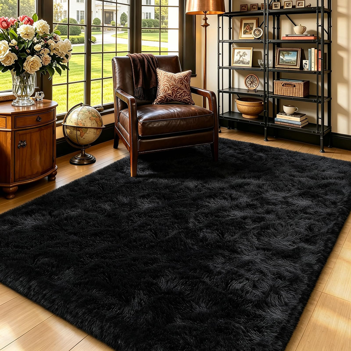 Beige 2x4 Area Rugs for Bedroom, Fluffy Shag Rug Small Rug Bedside Carpet