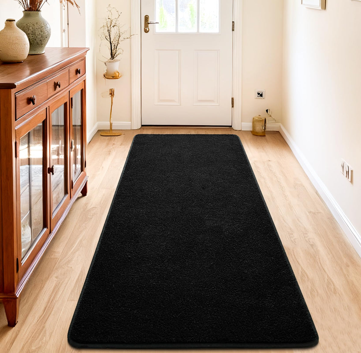 Chicrug Black 2x6 Minimalist Washable Runner Rugs for Hallway Entryway