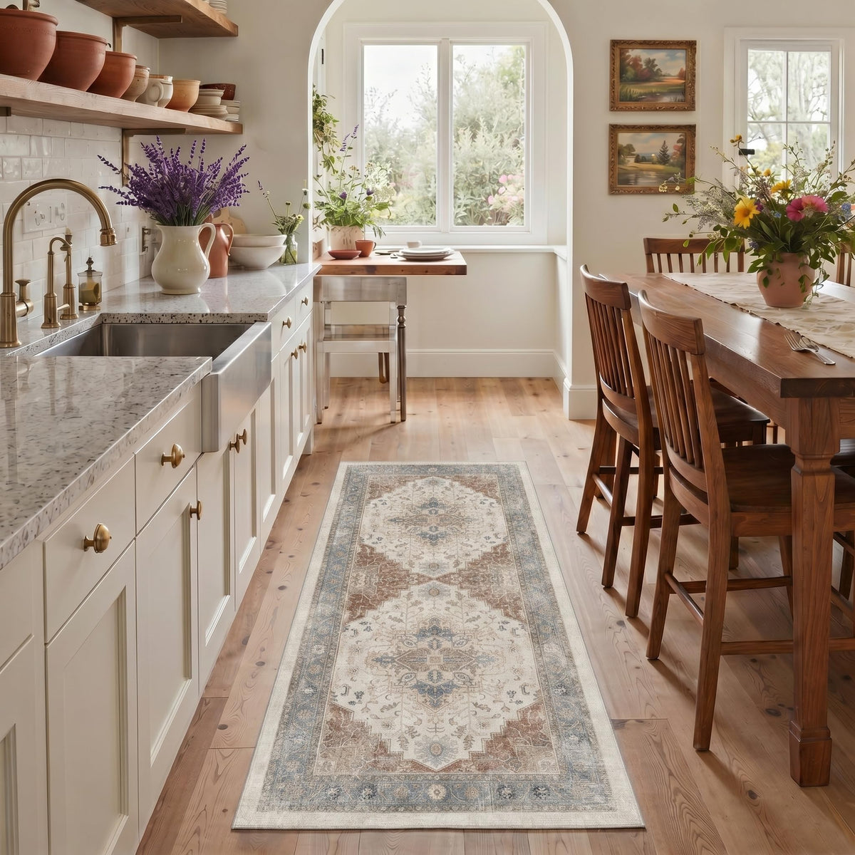 GENIMO 2x5 Washable Runner Rug Non Slip for Hallway, Light Taupe Brown
