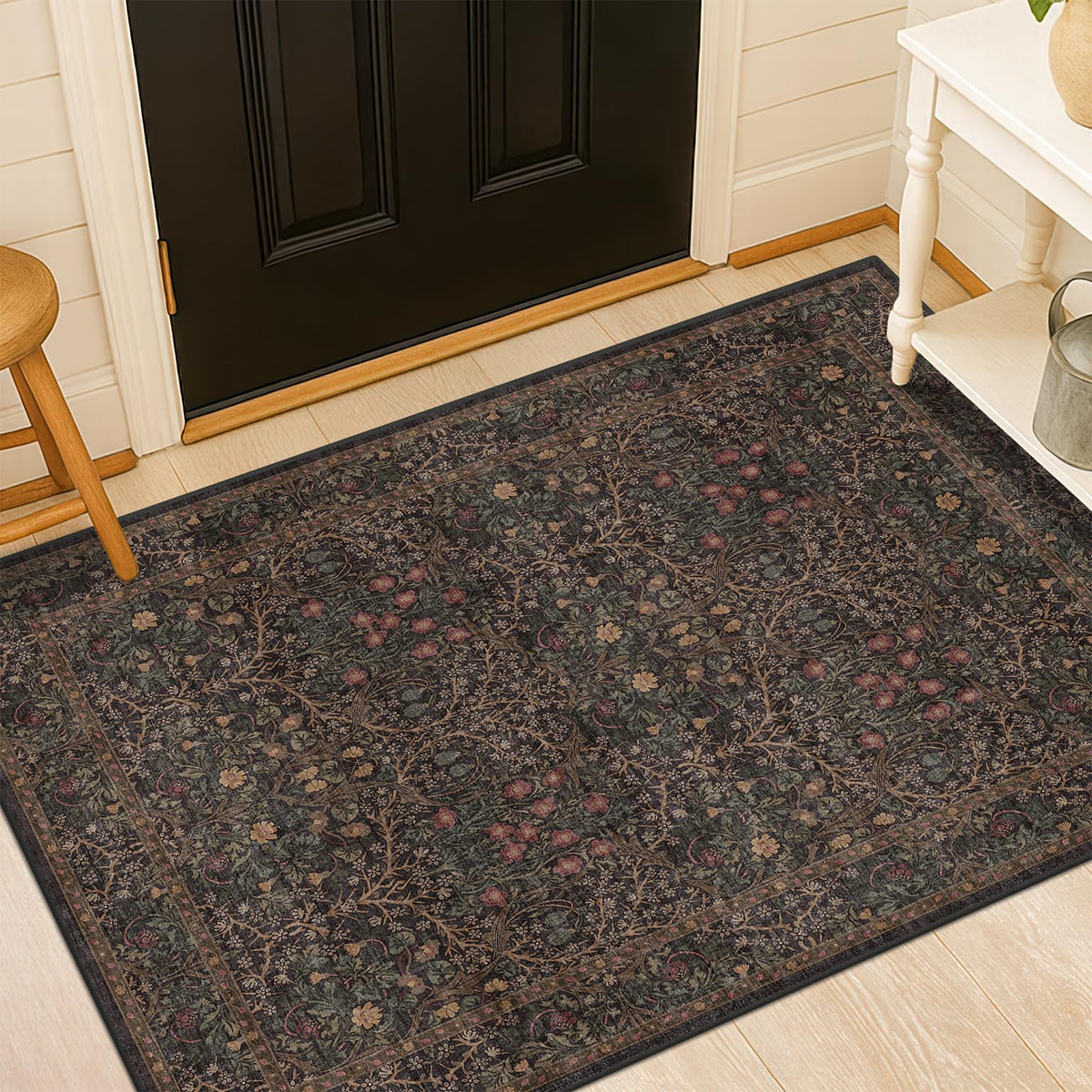 Washable Plum Purple Runner Rug 2x6 - Boho Rug Runner for Bathroom, Kitchen, Indoor Entryway, Low Pile Violet Carpet for Bedroom Bedside, Laundry Room, Hallway Mats for Floor, Stain Resistant