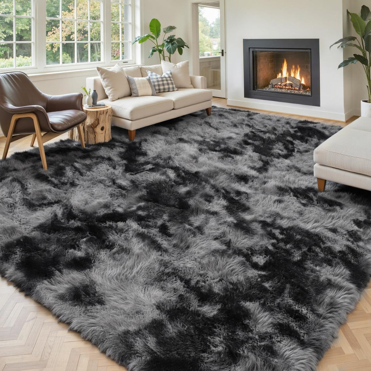 Small Shag Area Rug for Bedroom, 2x3 Cream Soft Plush Carpet