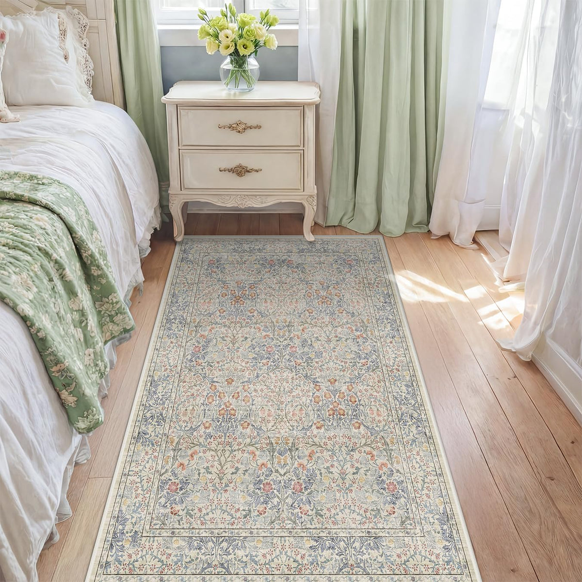Washable Plum Purple Runner Rug 2x6 - Boho Rug Runner for Bathroom, Kitchen, Indoor Entryway, Low Pile Violet Carpet for Bedroom Bedside, Laundry Room, Hallway Mats for Floor, Stain Resistant