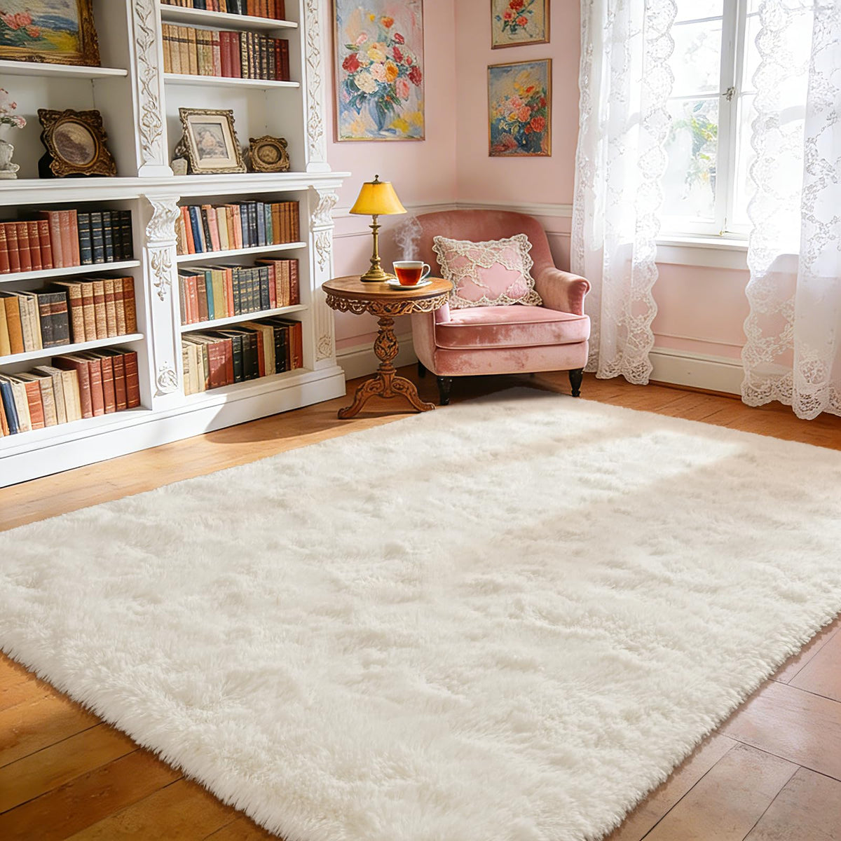 Przemy Fluffy Runner Rug for Bedroom Living Room, 2x6 Feet Dark Purple Shag Area Rugs, Soft Fuzzy Carpet for Bedside Nursery Kids Room College Dorm, Plush Throw Rug for Home Decor