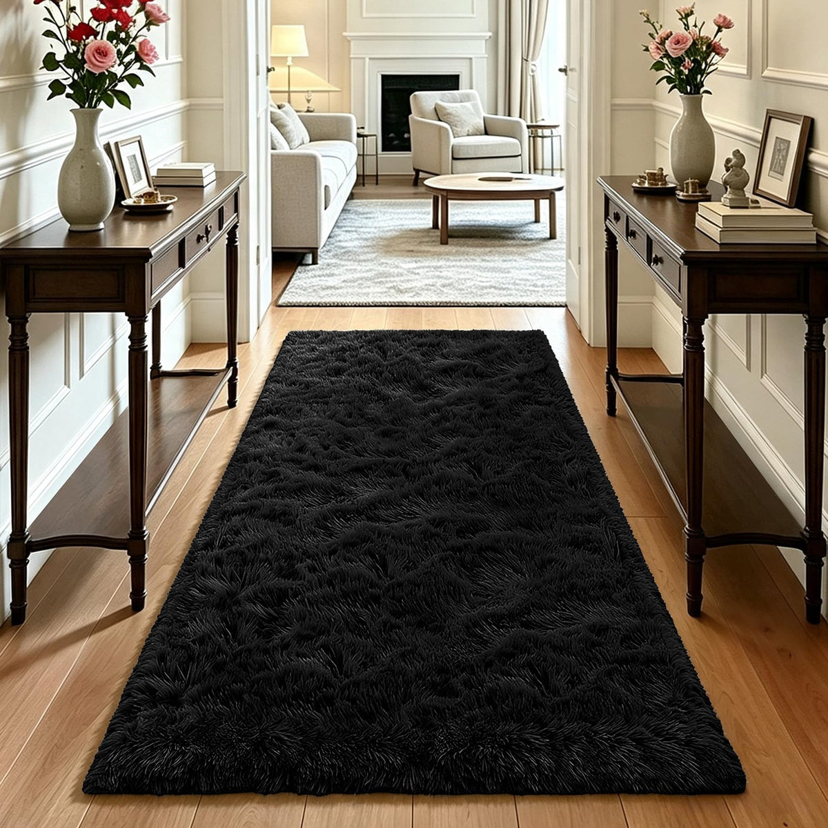 Beige 2x4 Area Rugs for Bedroom, Fluffy Shag Rug Small Rug Bedside Carpet