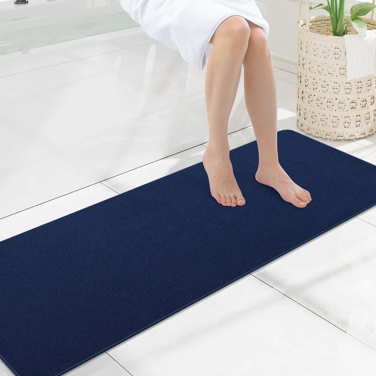 Smiry Ultra Thin Bath Mat 30X20, Non Slip Rubber Washable Bathroom Rugs