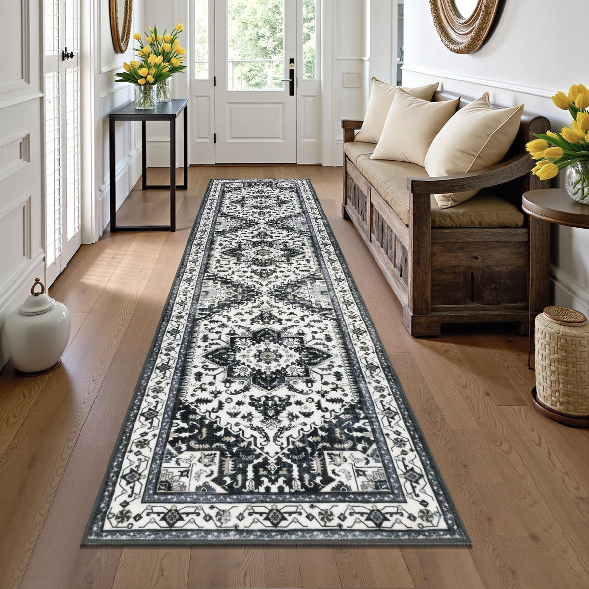 Yamaziot Washable Runner Rug, 2x8 Non-Slip Boho Vintage Hallway Kitchen Rug