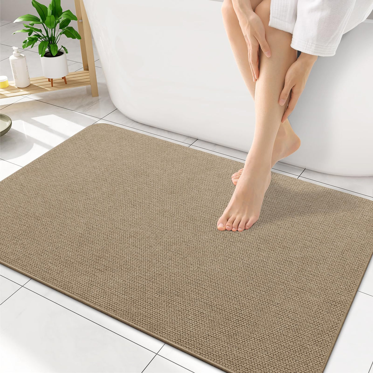 Smiry Ultra Thin Bath Mat 30X20, Non Slip Rubber Washable Bathroom Rugs