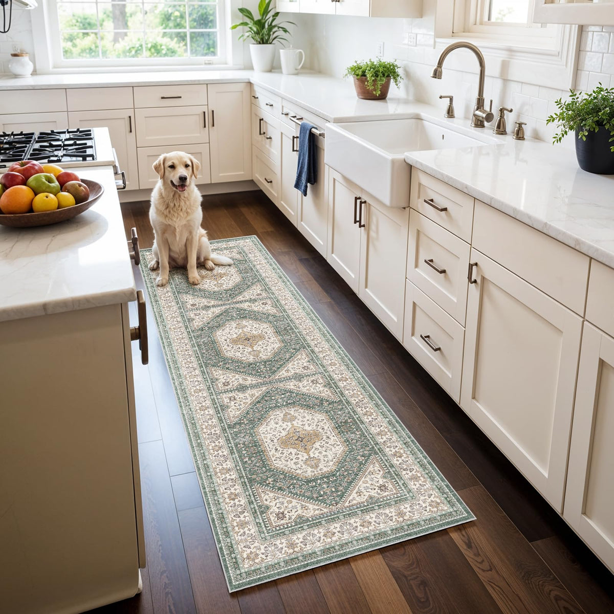 2x3 Washable Entryway Area Rug - Non-Slip Boho Throw Rugs Beige Gray