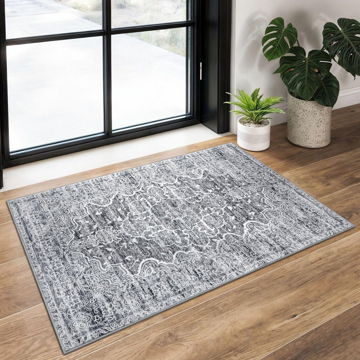 KUTA Entryway Rugs Indoor Washable Small Area Rug 2x3 Blue Entrance Carpet