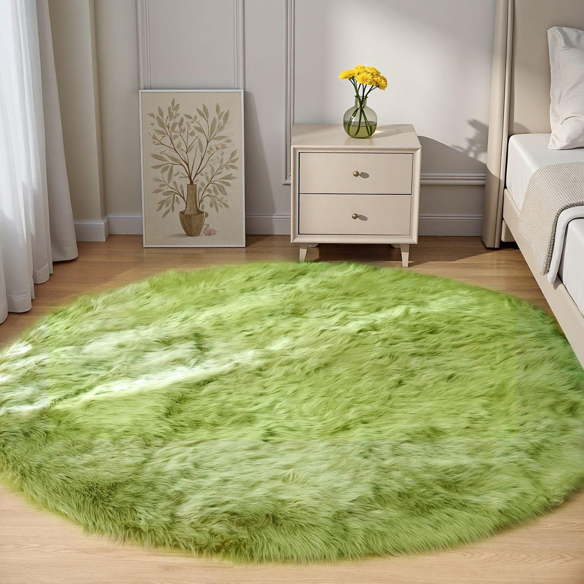 Goolela White Fluffy Faux Fur Rug for Bedroom Faux Sheepskin Rug 2x3 White Fuzzy Furry Bedside Carpet Dining Room Playroom Dorm Small Washable Rectangle