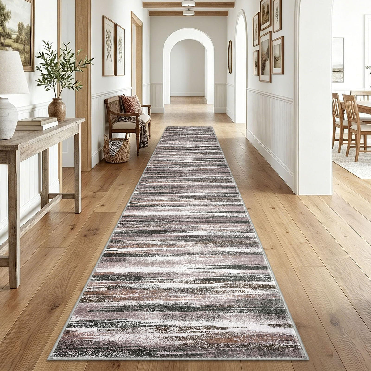 Lansny Abstract Washable 2x6 Runner Rug Non Slip Runners for Hallway