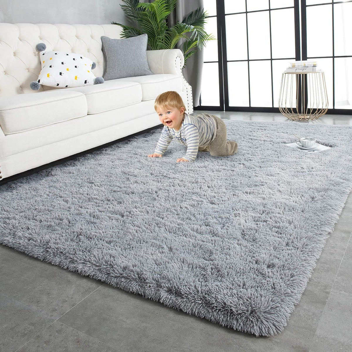 TWINNIS Super Soft Shaggy Runner Rugs Fluffy Carpets, 2x6 Feet, Indoor Modern Plush Area Rugs for Hallway Living Room Bedroom Kitchen Entryway, Upgrade Anti-Skid Rectangular Fuzzy Rug, Black