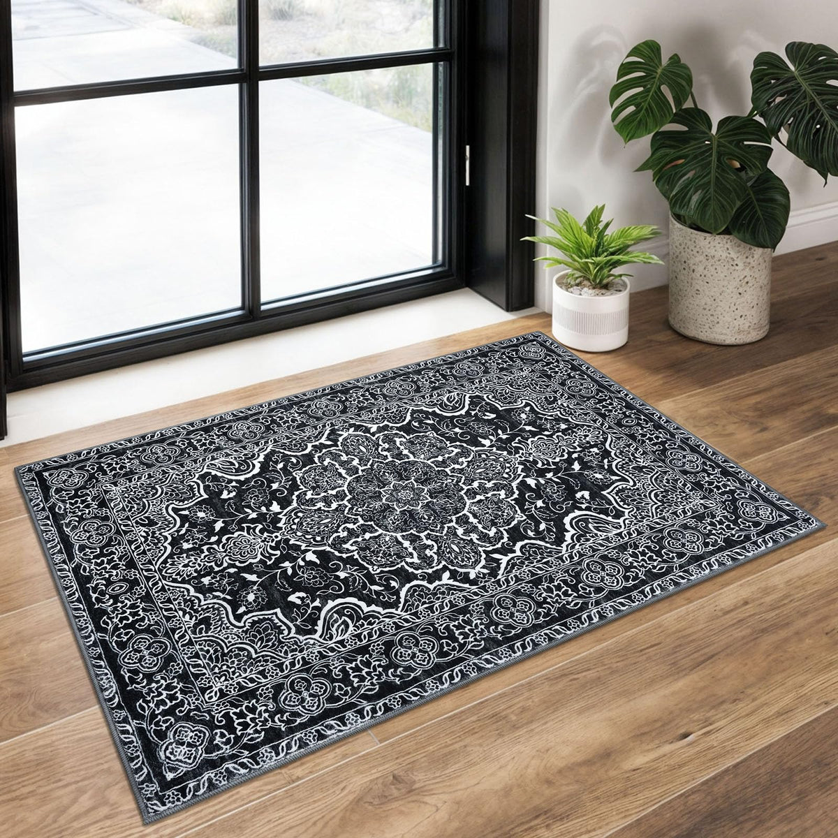 KUTA Entryway Rugs Indoor Washable Small Area Rug 2x3 Blue Entrance Carpet