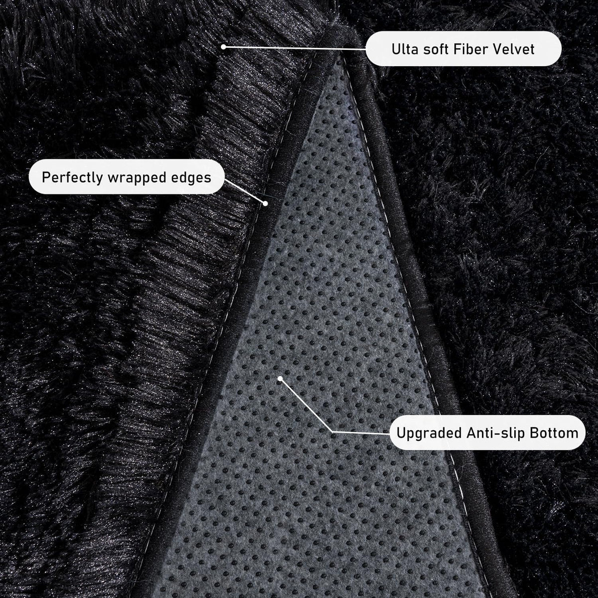 Small Black Area Rug, 2x3 Rug for Bedroom Shaggy Throw Rugs for Dorm Rug, Soft Shag Carpet for Kids Room, Plush Comfy Fluffy Bedside Rug for Home Decor Aesthetic