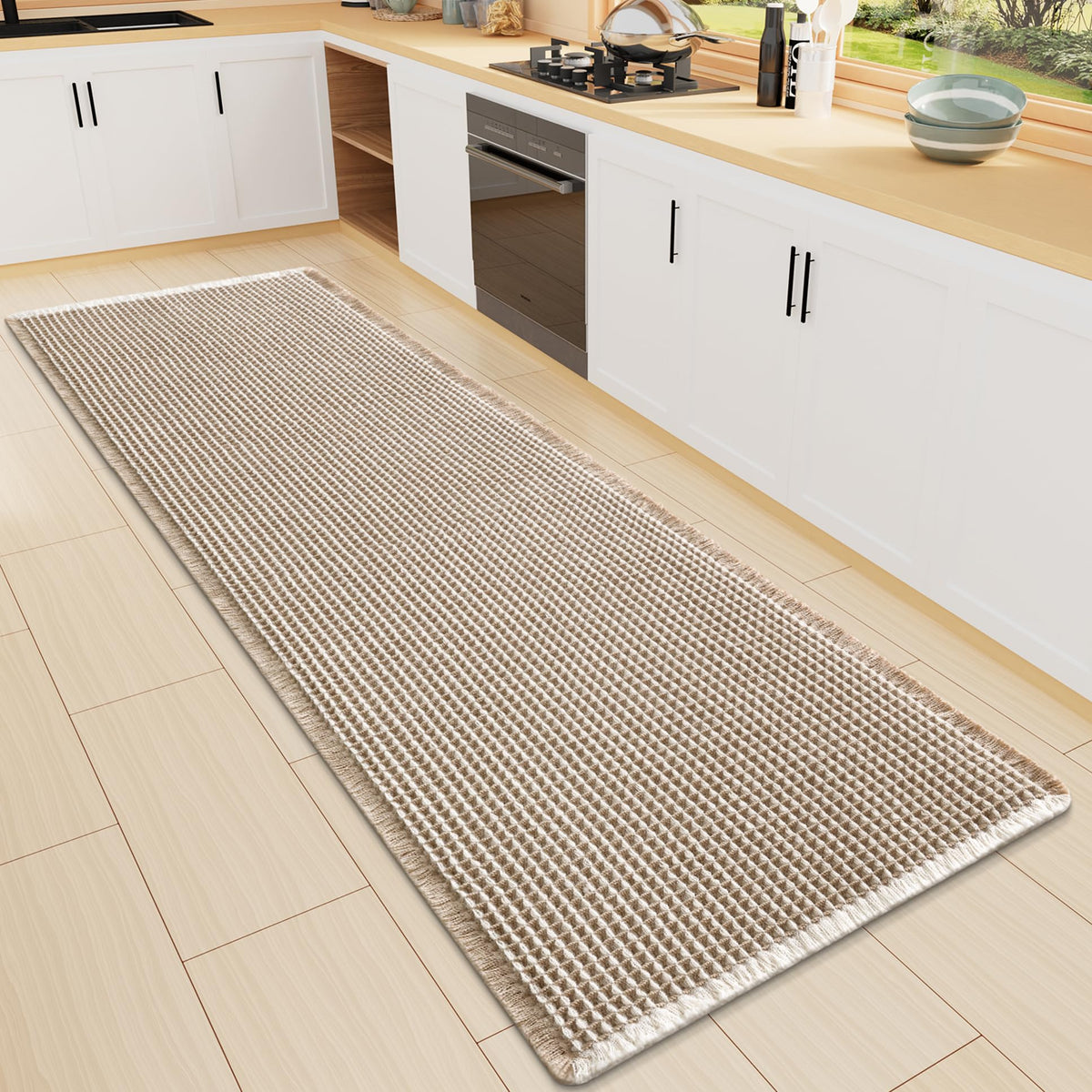 Smiry Waffle Bath Mat 30X20, Extra Soft Absorbent Bathroom Rugs, Brown