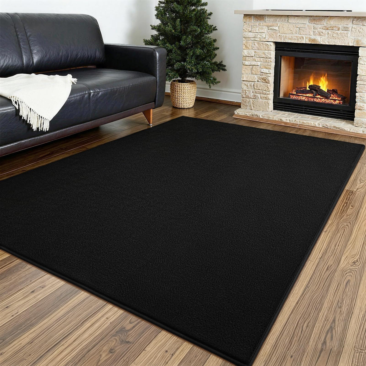 Vasofe Black Hallway Runner Rug, 2x6 Non Slip Runners, Washable Bedroom Rug