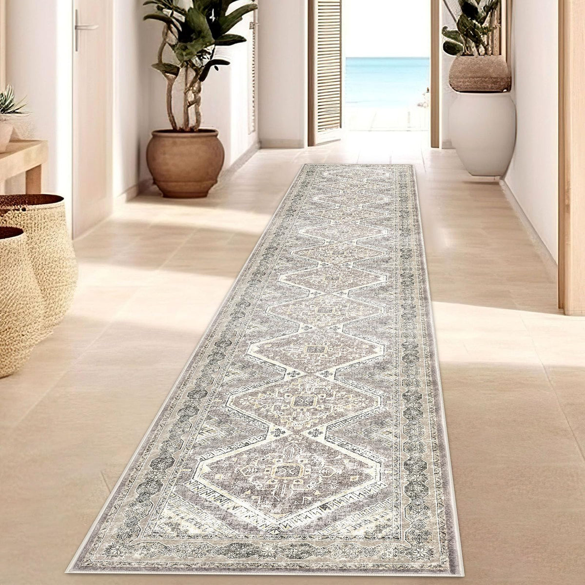 KUTA Entryway Rugs Indoor Washable Small Area Rug 2x3 Blue Entrance Carpet