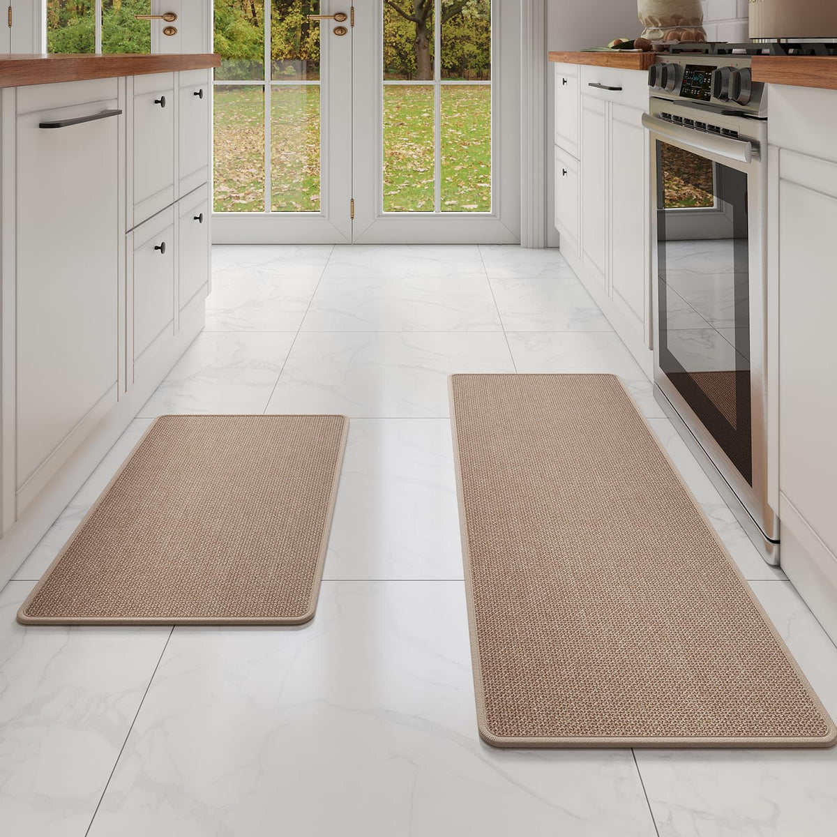 YDKGL Kitchen Rugs Kitchen Mats for Floor Non Slip Washable Brown 17"x30"