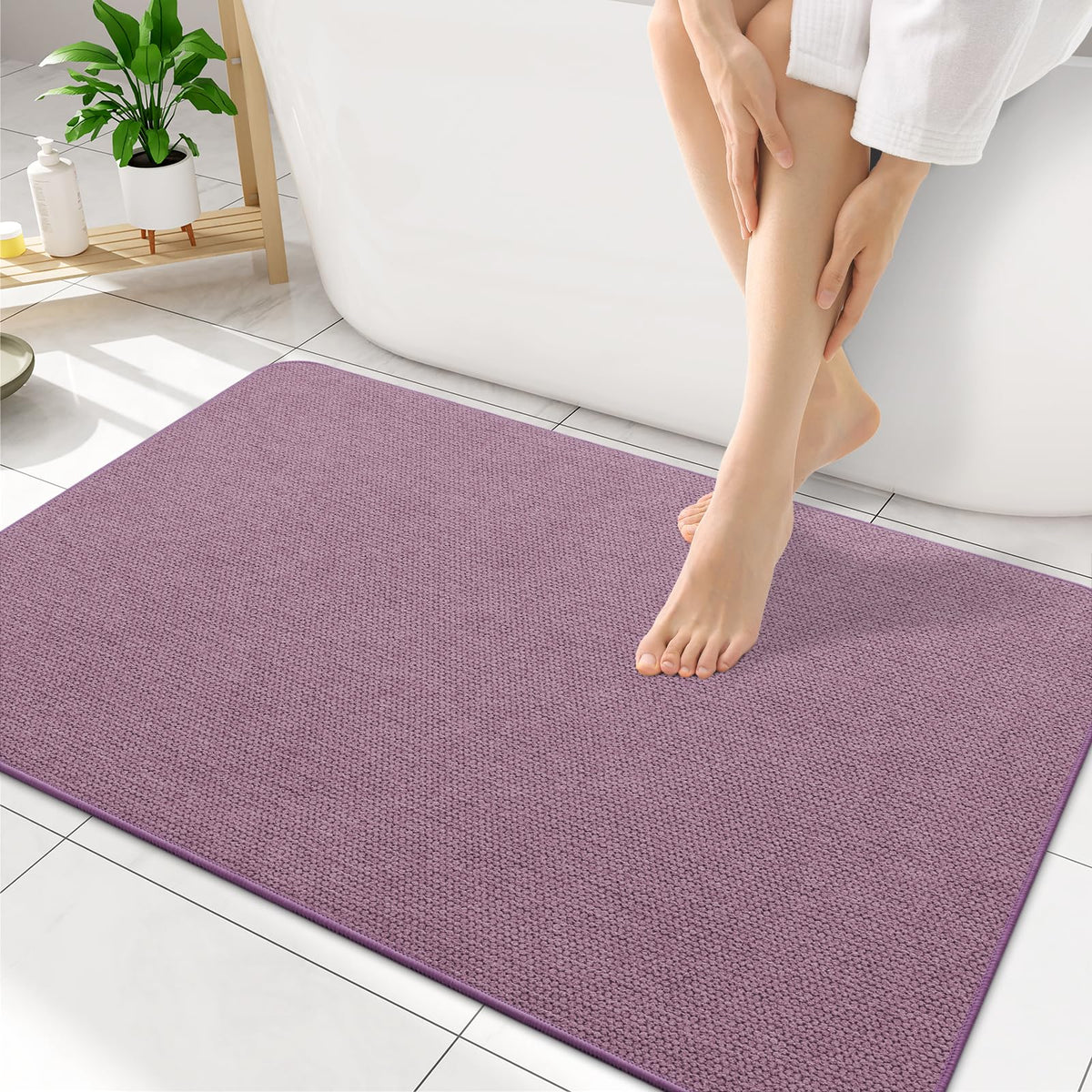 Smiry Ultra Thin Bath Mat 30X20, Non Slip Rubber Washable Bathroom Rugs