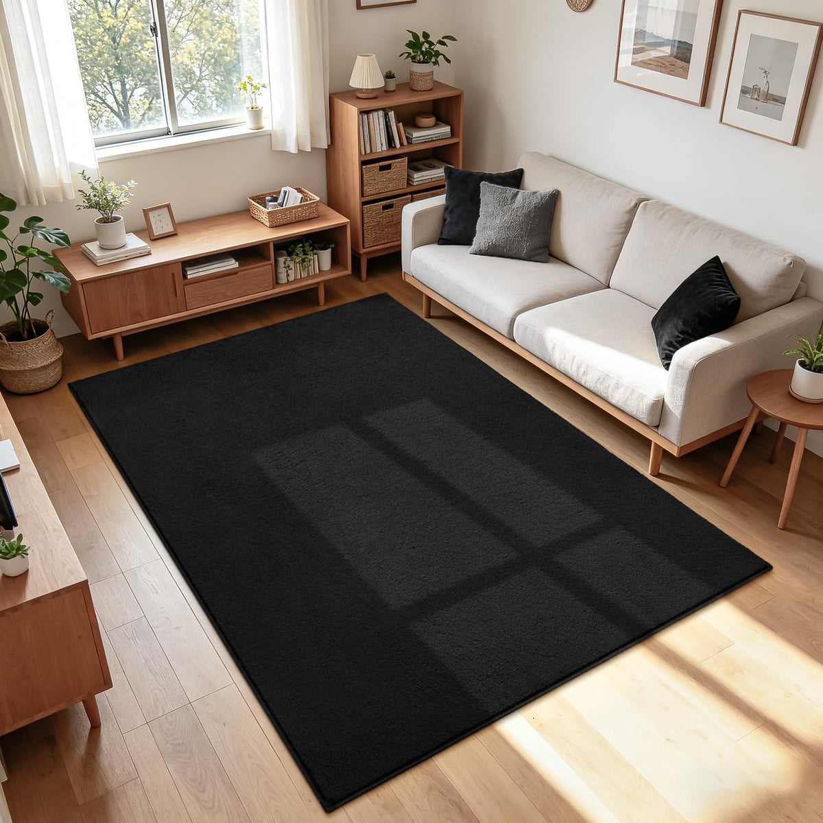 ISEAU 2x6 Soft Runner Rug for Hallway, Washable and Non-Slip, Black