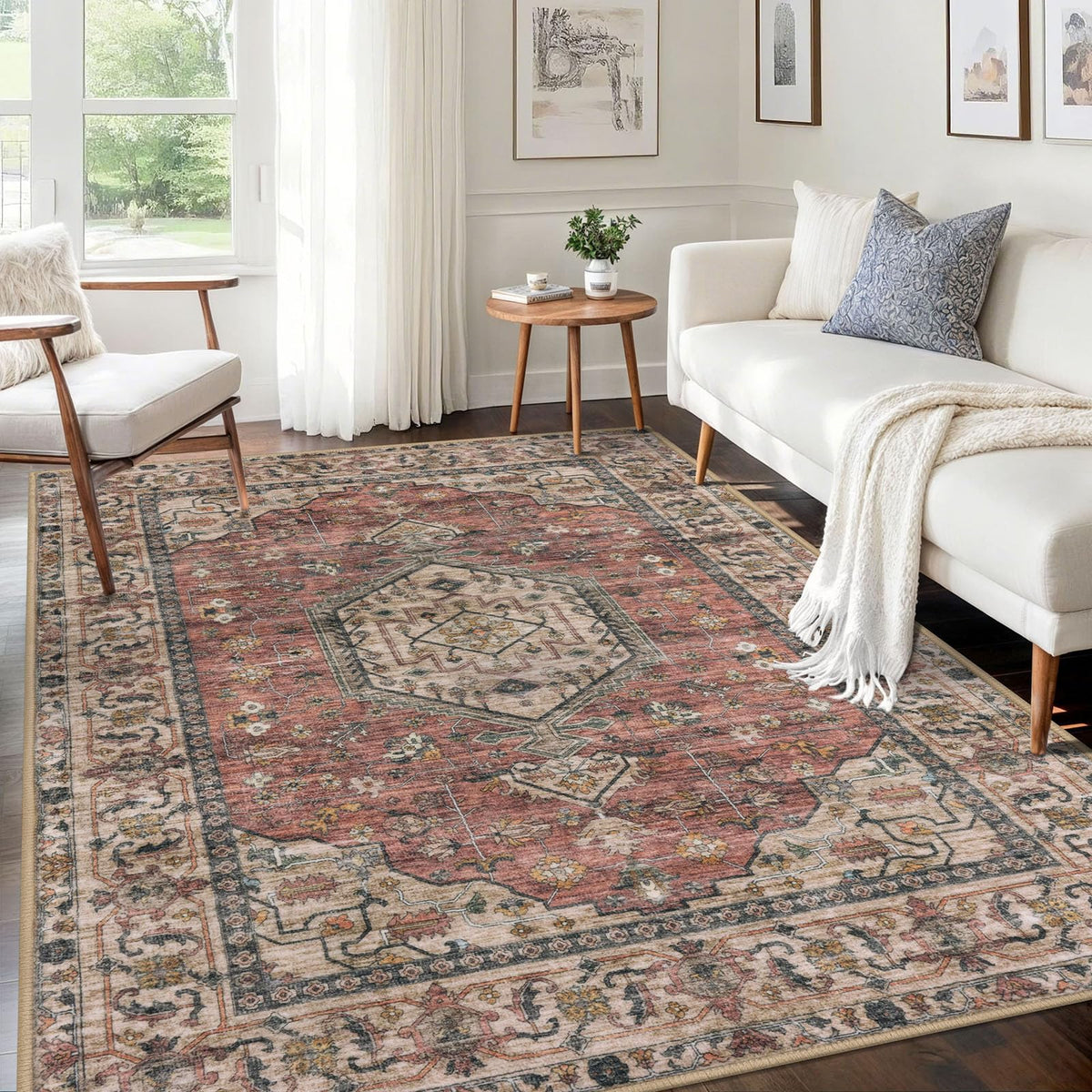 KUTA Entryway Rugs Indoor Washable Small Area Rug 2x3 Blue Entrance Carpet