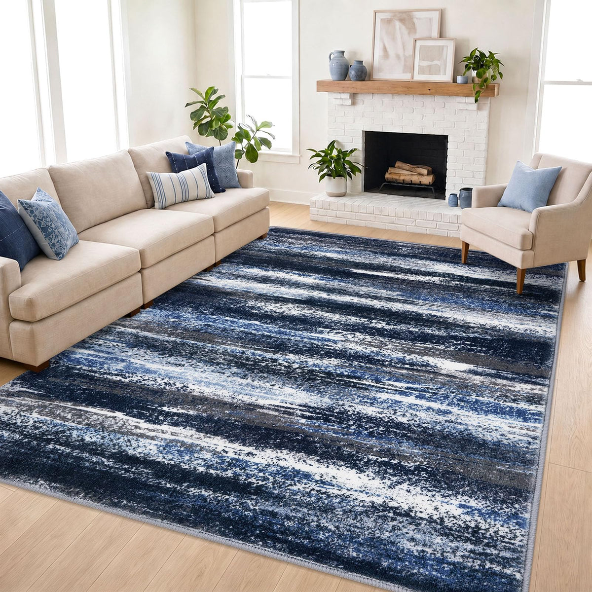 Lansny Abstract Washable 2x6 Runner Rug Non Slip Runners for Hallway