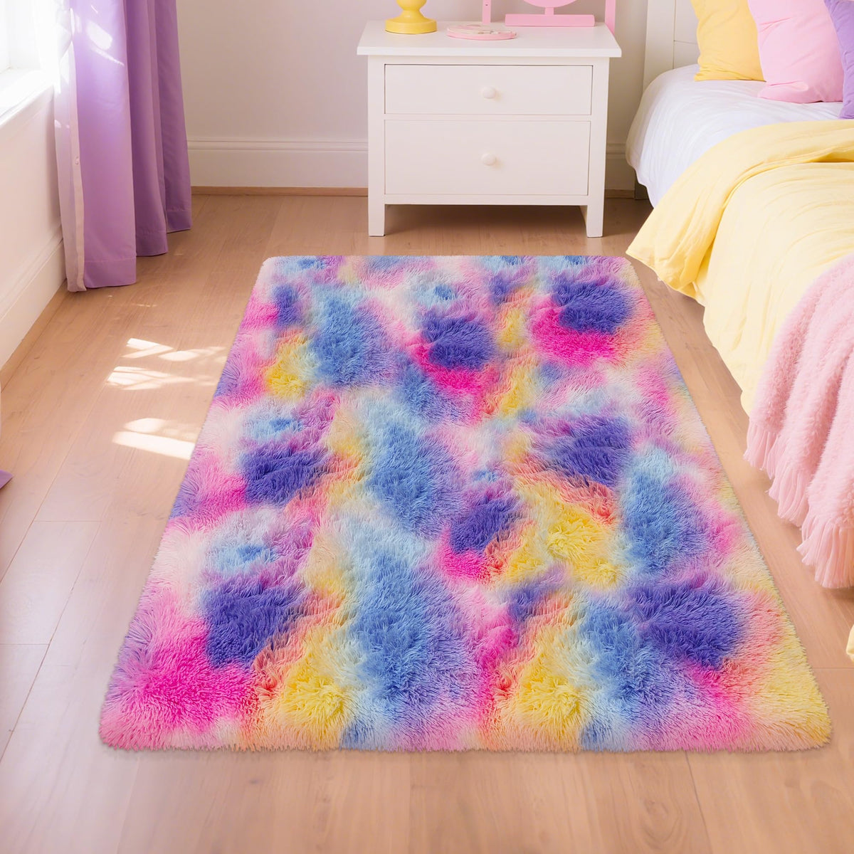 Soft Fluffy Beige Runner Rug for Bedroom, Bedside Long Rug Runner
