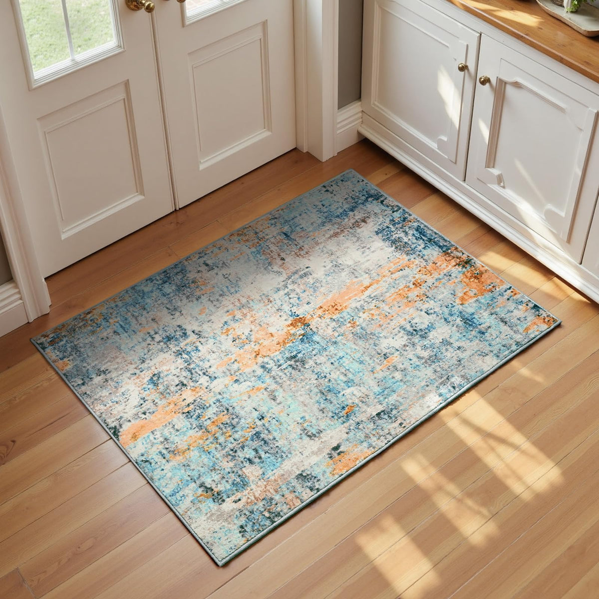 Ompaa 2x6 Rug Runners for Hallways Kitchen Runner Rug Non Slip Washable Grey Long Runner Rugs with Rubber Backing Soft Abstract Carpet Runner for Hallways, Kitchen, Bedroom, Bathroom, Entryway