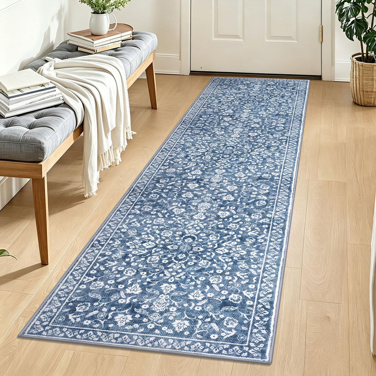 Vintage Washable Entryway Rug 2x3 Small Area Rug Non Slip Door Mat