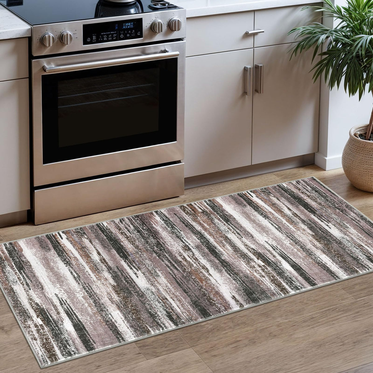 Lansny Abstract Washable 2x6 Runner Rug Non Slip Runners for Hallway
