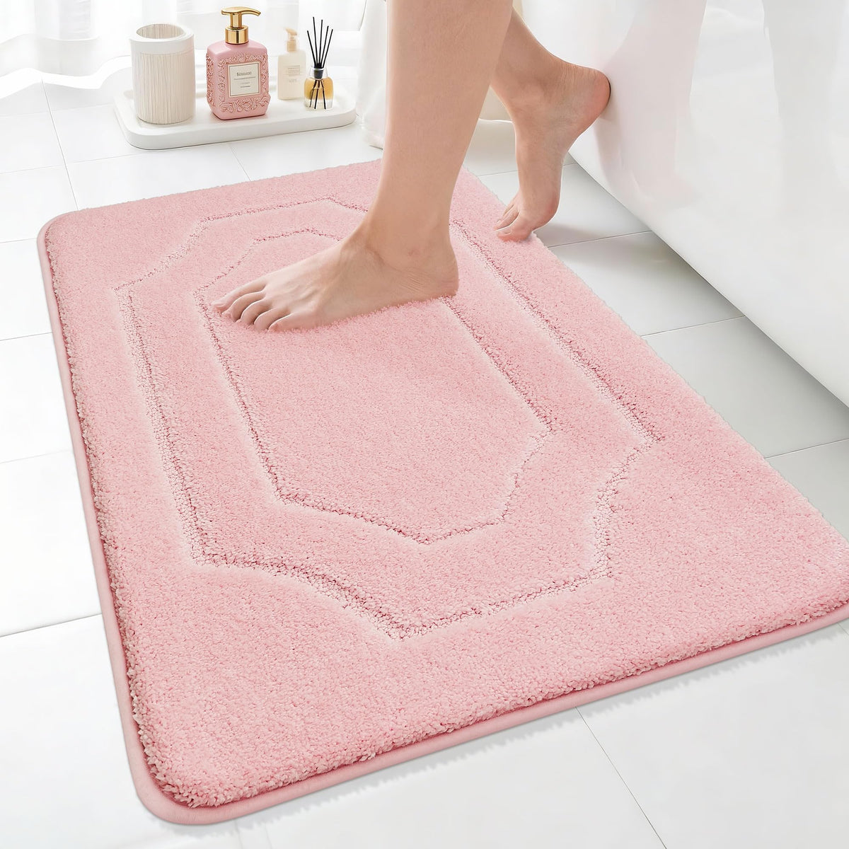 BEQHAUSE Bathroom Rugs Non Slip Bath Mat Soft Absorbent, 24"x36", Green