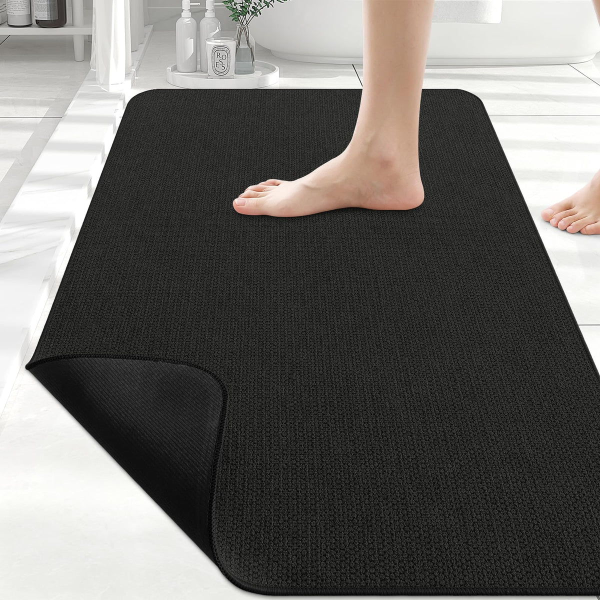 Smiry Ultra Thin Bath Mat 30X20, Non Slip Rubber Washable Bathroom Rugs