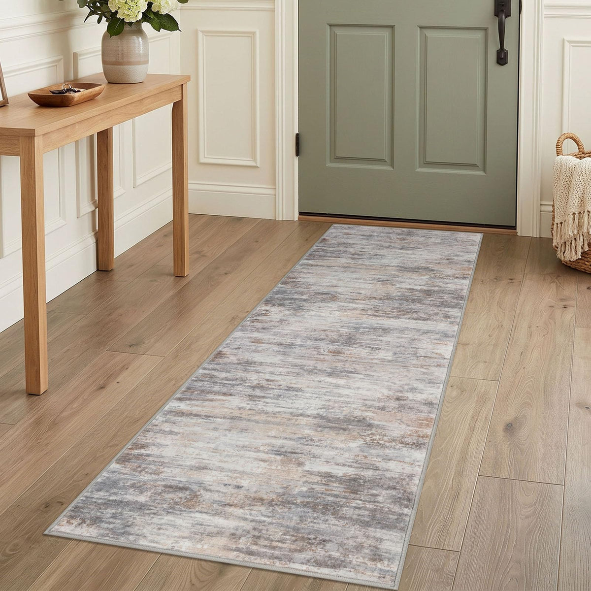 KOZYFLY Abstract Entryway Rug 2x3 Washable Door Mat Indoor Blue Beige