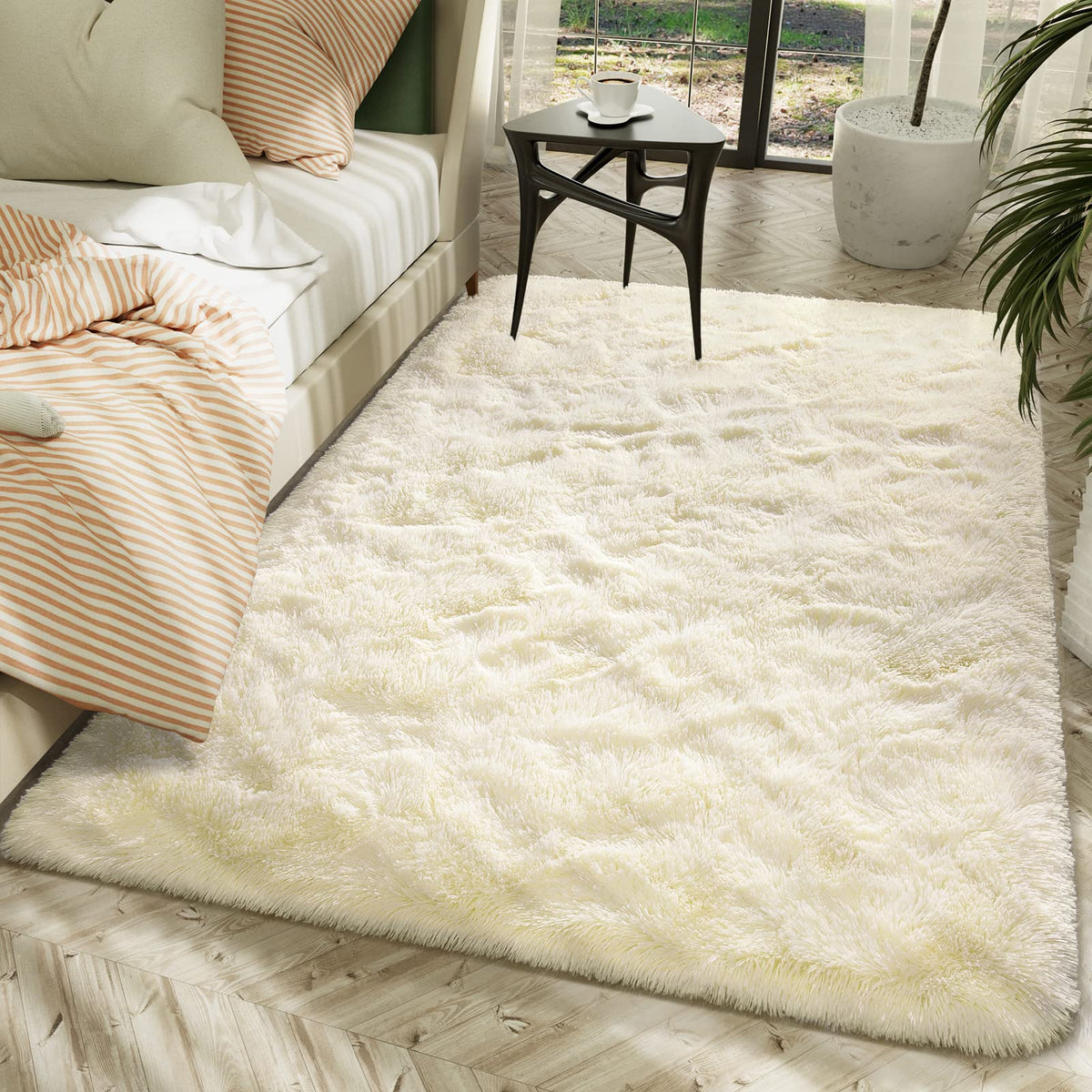 LOCHAS 2x3 Area Rugs Fluffy Living Room Carpets for Kids Bedroom, Brown