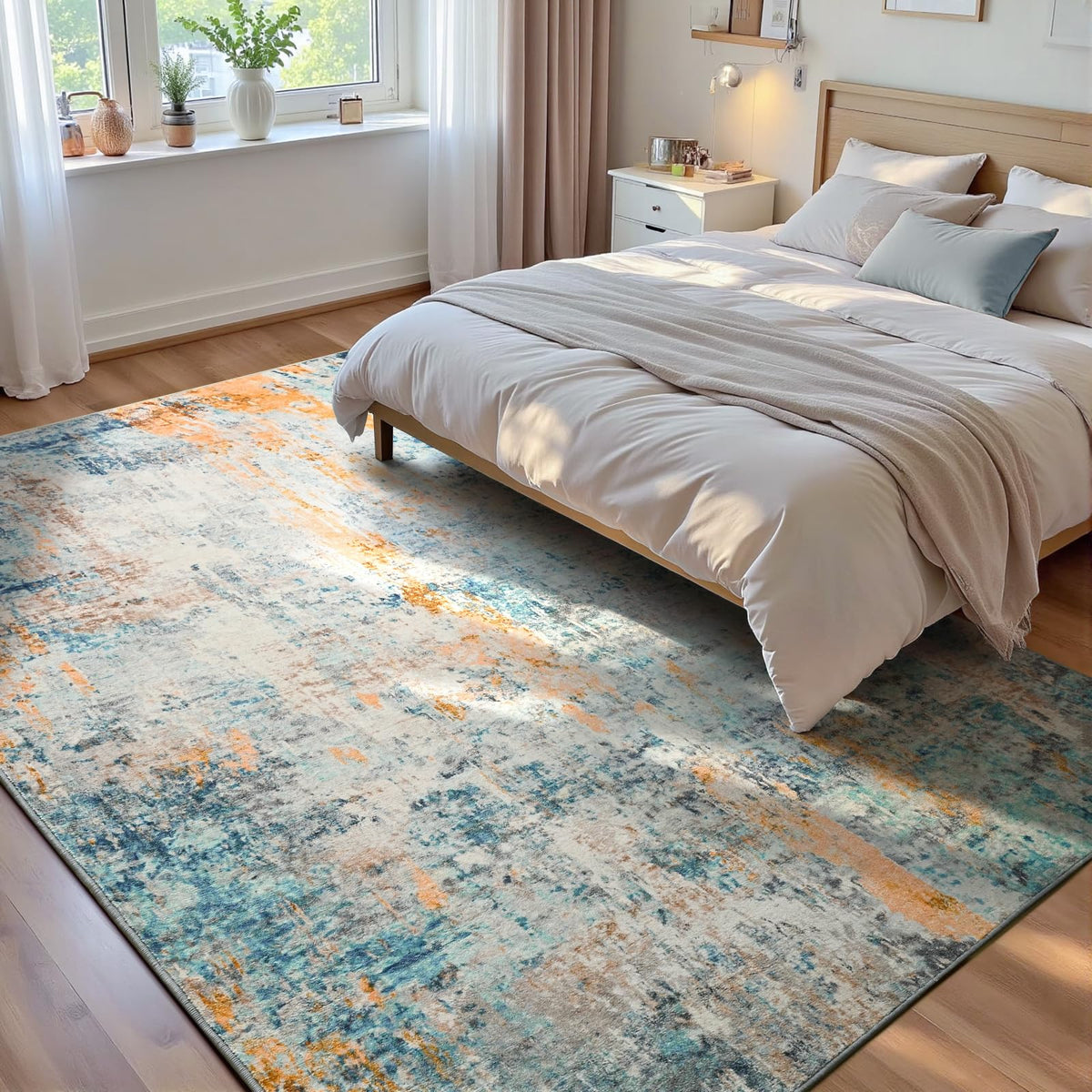 Ompaa 2x6 Rug Runners for Hallways Kitchen Runner Rug Non Slip Washable Grey Long Runner Rugs with Rubber Backing Soft Abstract Carpet Runner for Hallways, Kitchen, Bedroom, Bathroom, Entryway