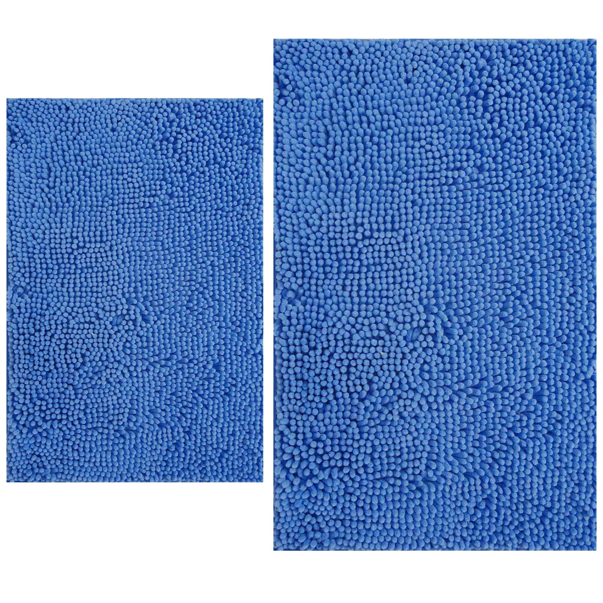 BOANKODU Bathroom Rugs Sets 2 Piece, Extra Soft Chenille Bath Mat Absorbent Bathroom Rug, Bathroom Mat with PVC Non-Slip Bottom, Machine Washable Bath Rugs (32x20 Inch + 24x16 Inch, Light Grey)