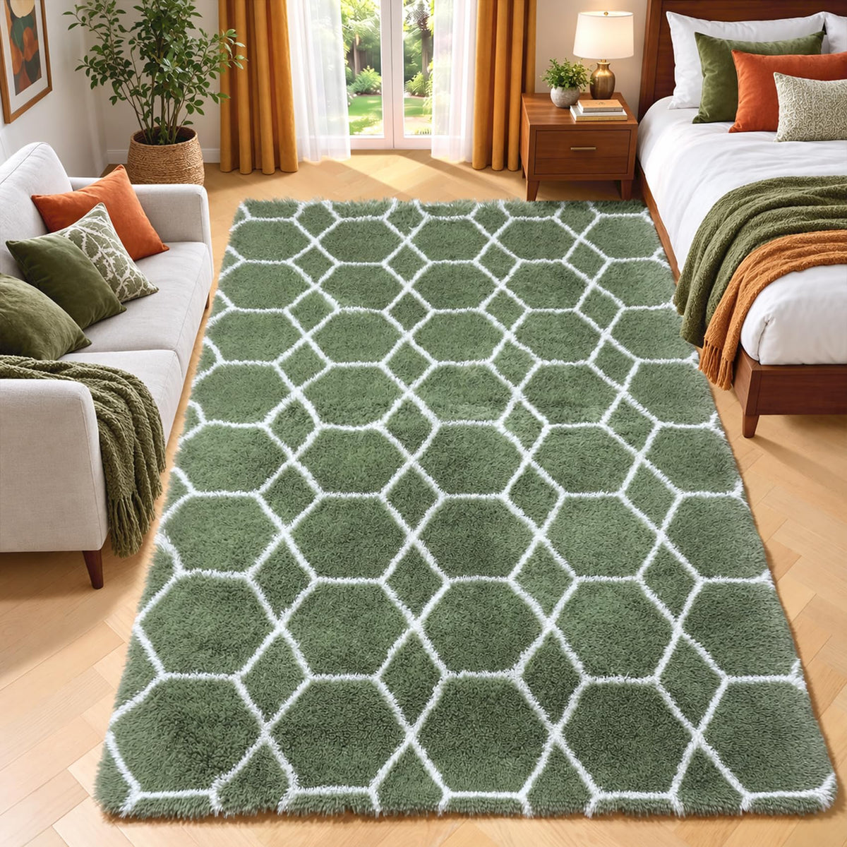 White Runner Rugs for Bedroom Living Room, Fluffy 2x6 Bedside Soft Area Rug