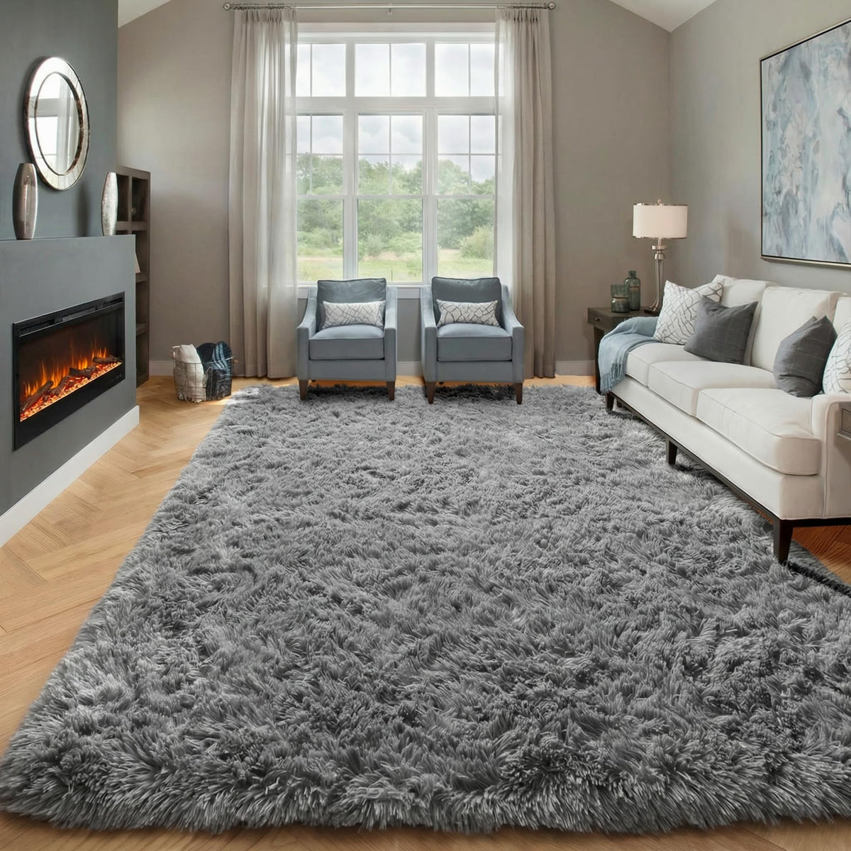 White Runner Rugs for Bedroom Living Room, Fluffy 2x6 Bedside Soft Area Rug