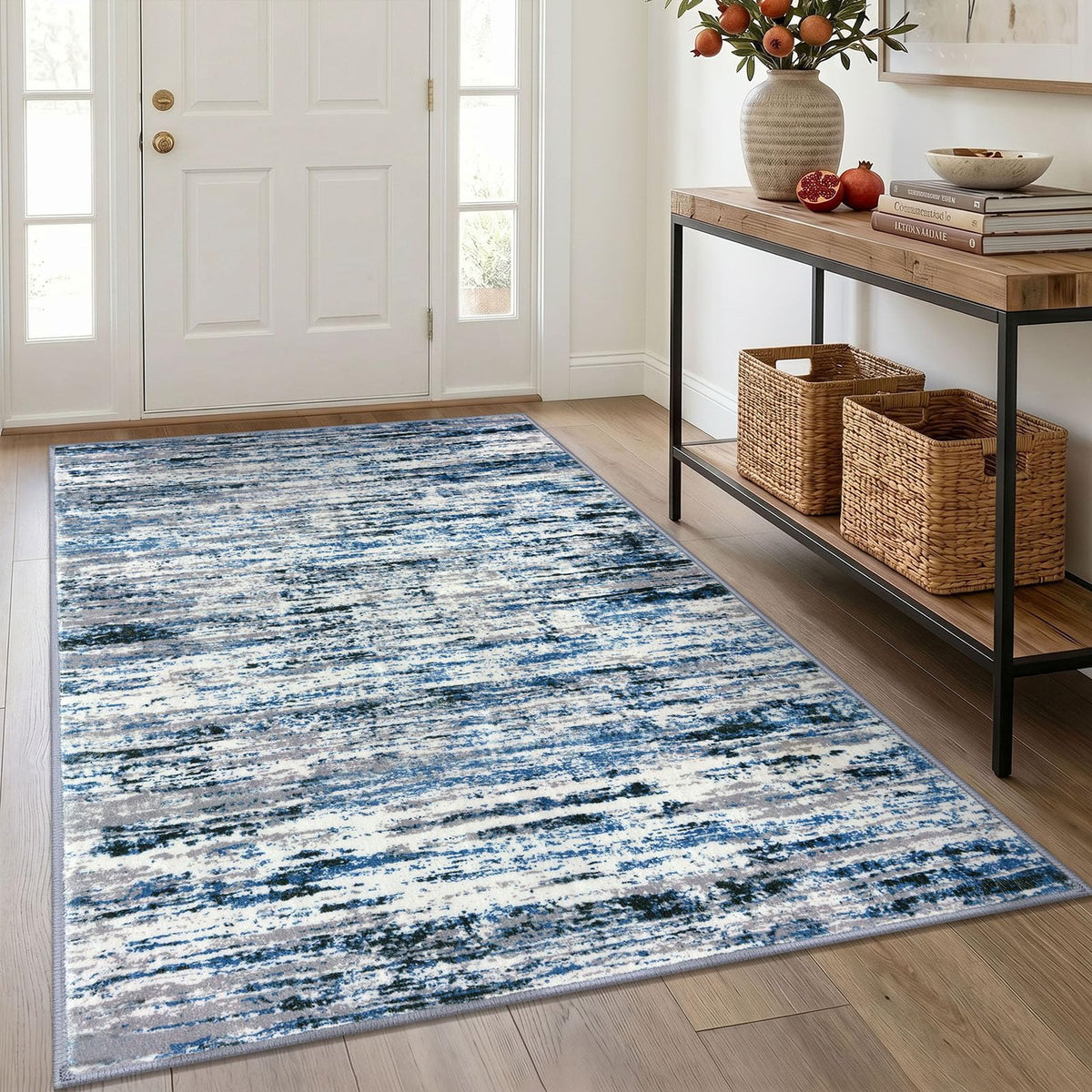 Lansny Abstract Washable 2x6 Runner Rug Non Slip Runners for Hallway