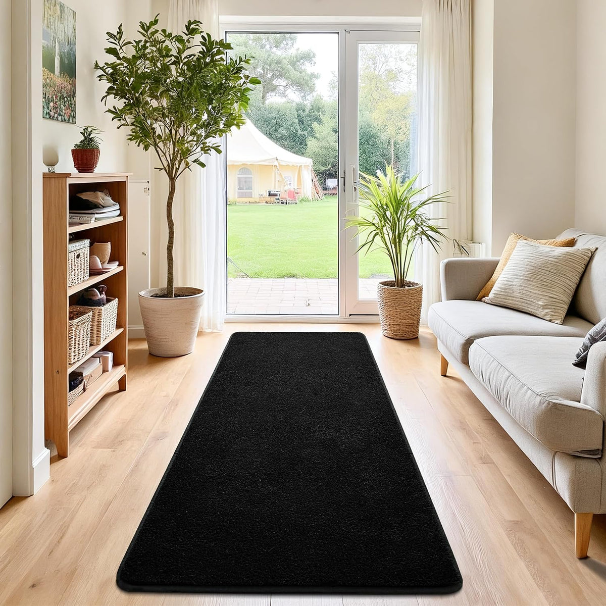 Chicrug Black 2x6 Minimalist Washable Runner Rugs for Hallway Entryway