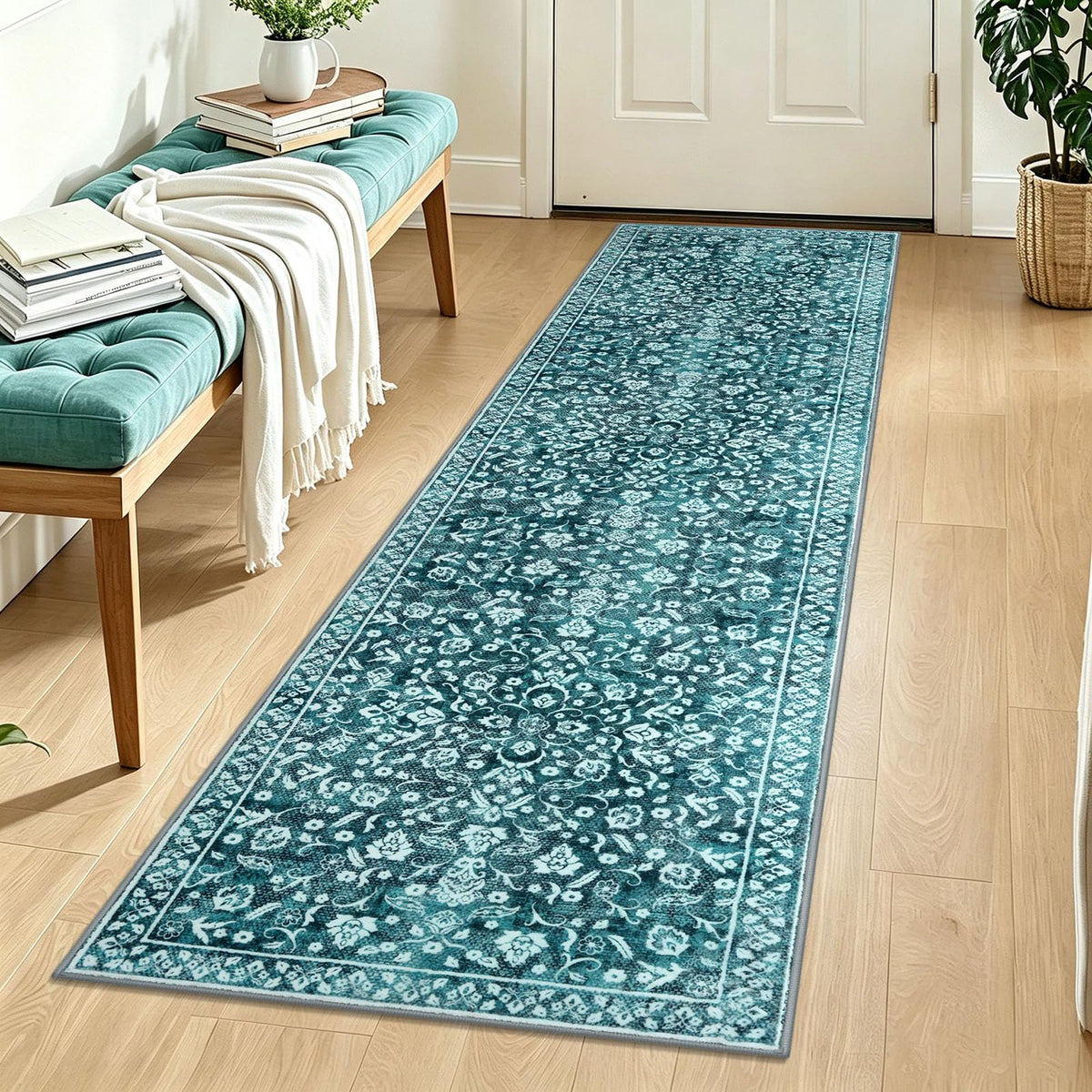 Vintage Washable Entryway Rug 2x3 Small Area Rug Non Slip Door Mat
