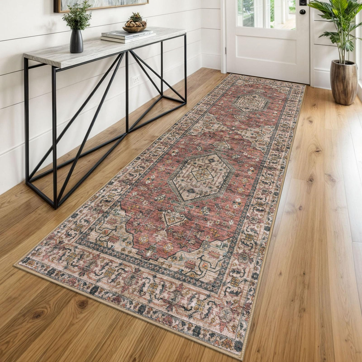 KUTA Entryway Rugs Indoor Washable Small Area Rug 2x3 Blue Entrance Carpet