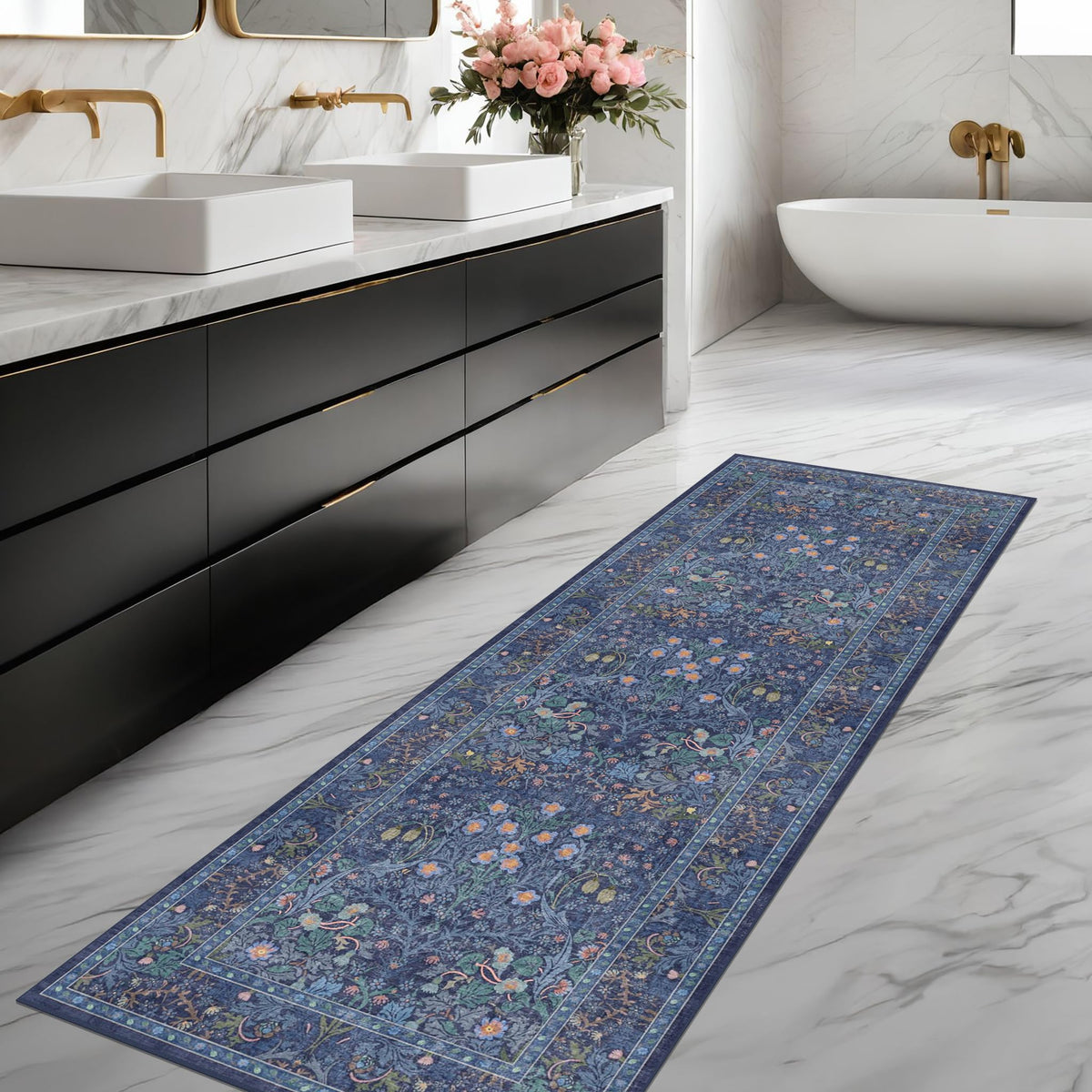 Washable Plum Purple Runner Rug 2x6 - Boho Rug Runner for Bathroom, Kitchen, Indoor Entryway, Low Pile Violet Carpet for Bedroom Bedside, Laundry Room, Hallway Mats for Floor, Stain Resistant