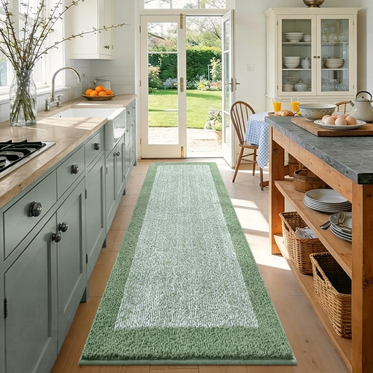 Long 2x4 Ft (48''x24'') Bathroom Rugs, Non Slip Washable Bath Mat Grey