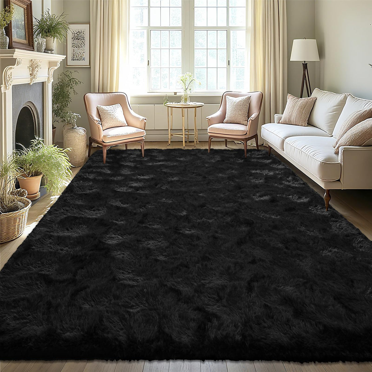 LOCHAS 2x3 Area Rugs Fluffy Living Room Carpets for Kids Bedroom, Brown