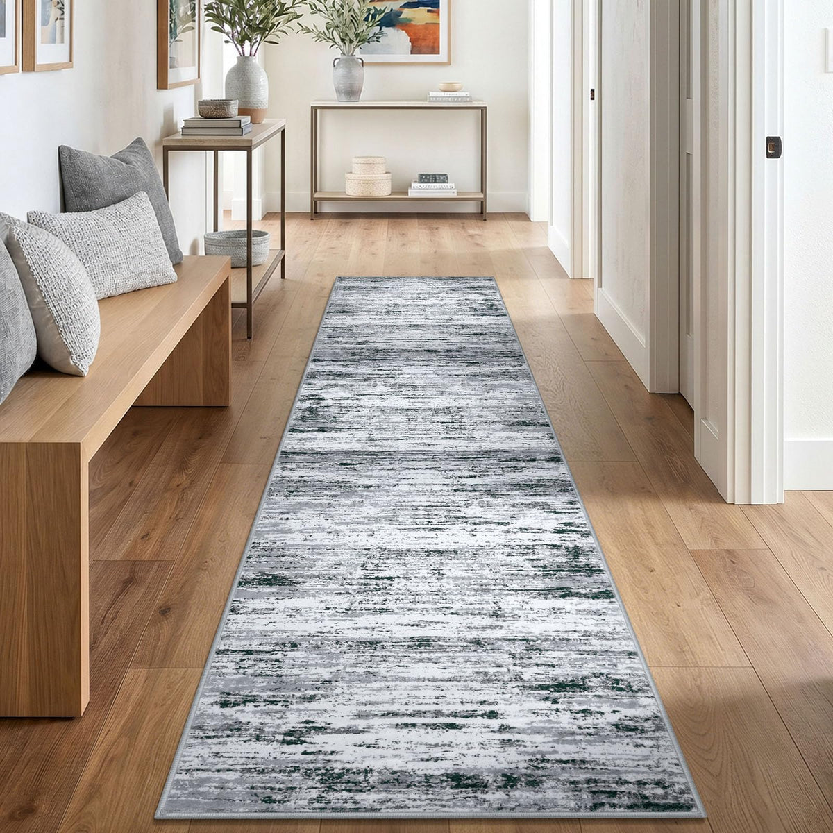 Lansny Abstract Washable 2x6 Runner Rug Non Slip Runners for Hallway
